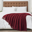 inhand Knitted Throw Blankets for Couch and Bed, Soft Cozy Knit Blanket with Tassel, Claret Lightweight Decorative Blankets and Throws, Farmhouse Warm Woven Blanket for Men and Women, 50"x60" by CozyNest Decor