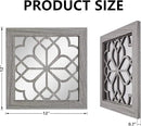 4pcs Farmhouse Wall Mirror with Carved Floral Design -Rustic Mirror Decor for Home, 12x12 inch(Brown) by CozyNest Decor