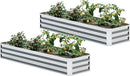 EKX 2pcs 8x2x1FT Galvanized Raised Garden Bed, Raised Garden Bed Kit-Metal Planter Box Outdoor,Planting for Vegetables, Fruits,Herbs, Flowers-Slive by GreenHaven Gardens