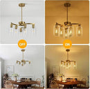 6-Light Gold Chandeliers for Dining Room, Modern Kitchen Island Light Fixtures Over Table, Metal Hanging Pendant Lighting for Living Room Stairwell Entryway Bedroom, Clear Glass Shade by CozyNest Decor