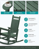 SERWALL HDPE Rocking Chair, Outdoor Rocking Chair for Adults, All Weather Porch Rocker for Lawn Garden, Green by GreenHaven Gardens