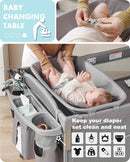 AirClub 4 in 1 Baby Bassinet Bedside Sleeper, 4 Functions Crib, Playard, Portable Changing Table, Bassinet for Newborn Baby, Bedsaide Bed w/Wheels&Brakes by TinyTreasures Baby Boutique