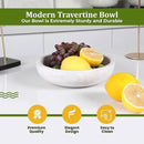 Travertine Decorative Bowl - 7.8” Diameter & 2” Height - Key Bowl for Entryway Table - Organic Modern Centerpiece - White/Gray by CozyNest Decor