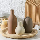 Ceramic Vases Set of 3, Modern Neutral Rustic Farmhouse Home Decor Pottery Pampas Decoration for Living Room, Table, Bathroom, Bedroom, Entryway - Brown by CozyNest Decor