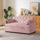 57" Velvet Pull-Out Sofa Bed, 3-in-1 Convertible Loveseat with Gold Trim Strips and Adjustable Backrest, Perfect for Living Rooms, Offices and Apartments (Pink) by CozyNest Decor