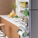 Magnetic Spice Rack for Refrigerator Moveable Magnetic Shelf Organizer with Paper Towel Holder Kitchen Refrigerator Storage Rack Fridge Magnet Organizer,White,3 Packs by CozyNest Decor