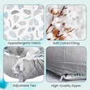 Baby Support Base for Awake Time – Foldable & Soft – 100% Cotton - Machine Washable - Perfect Baby Gift– Breathable & Soft Travel for Baby Boys & Girls (Feathers n Leaves-Grey) by TinyTreasures Baby Boutique