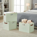 3-Pack Foldable Fabric Storage Bins with Durable PU & Metal Handles, Collapsible Storage Baskets for Shelves, Home Storage, Closet Organizers, Living Room(17"x11.8"x11.8", Sage Green) by CozyNest Decor
