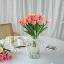 20pcs Pink Artificial Tulip Fake Flower 12.9 Inch Spring Mother's Day Easter Gift for Home Kitchen Wedding Decoration by CozyNest Decor