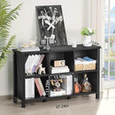 6 Cube Bookcase, Farmhouse Wood Low Storage Organizer Book Shelf, Black 47" Horizontal Console Bookshelf with Legs, Hallway Book Case for Entryway, Display Cabinet for Living Room, Office by CozyNest Decor