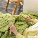 WESHIONGOO Chunky Knit Blanket Throw 50"×60" Knitted Throw Blankets for Couch Bed Fluffy Soft Blanket with Jumbo Chenille Yarn Thick 100% Handmade (Lime Green) by CozyNest Decor