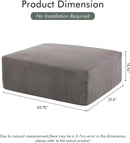 40" Square Stuffed Ottoman Pouf for Sofa Couch, Corduroy Poufs with Foam Chunk Filling, Furry & Fluffy Foot Stool Movable Ottoman. 40 * 31 Floor Poufs Foot Rest for Living Room, Grey by CozyNest Decor