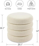 ONEVOG Round Storage Ottoman, 20" Small Ottomans Table with Removable Lid, Linen Fabric Soft Footrest Stools for Couch, Upholstered Stuffed Circle Seat for Living Room/Bedroom/Dorm/Vanity, Beige by CozyNest Decor