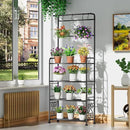 Plant Stand Indoor Outdoor Heavy Duty Metal - 68.4" Tall 4-Tier Shelf for Multiple Plants, Flowers, Rustproof Black Storage Rack for Patio, Balcony, Living Room, Garden, Includes Hooks&Adjustable Feet by GreenHaven Gardens