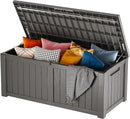 EAST OAK Outdoor Storage Box, 120 Gallon Deck Box with Stainless Steel Rods Large Resin Storage Bin for Patio Cushions, Garden Tools, Waterproof and UV Resistant, Lockable, Grey by GreenHaven Gardens
