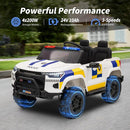 24V 10Ah Electric Police SUV Car Ride-On Toy for Big Kids, 4WD 2-Seater w/Parental Remote Control, 5Mph Max Speed - White by TinyTreasures Baby Boutique