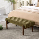 Green Upholstered Bench Modern End of Bed Bench Chenille Fabric Bedroom Bench for Entryway Living Room Vanity Makeup Room, 47" Long, Wooden Legs by CozyNest Decor