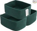 Small Woven Storage Baskets 13“X9”X5“ Decorative Rope Bins for Organizing Shelves, Closets, and Toys, Empty Gift Baskets, Cute Organizer Basket for Home and Office (dark green, Large) by CozyNest Decor
