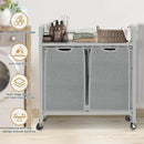 Laundry Hamper, Laundry Basket, Laundry Sorter with 3 Removable Bags, Clothes Basket with 3 Compartments, Wheels, Shelf for Laundry Room Bathroom Bedroom (2 Bags-Gray) by CozyNest Decor