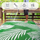 Waterproof Outdoor Rug 6x9ft, Green Leaf Reversible Plastic Straw Mat for Patio RV Deck Porch Backyard Balcony Camping Picnic Beach Indoor Outdoor Carpet, Green&White by CozyNest Decor