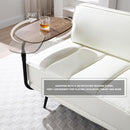 Sofa,Bed Bench,Small Spaces Furniture,Polyurethane Leather,Wood Frame,High Density Sponge Infillings,360-Degree Swivel Tray,Black Metal Leg (Beige) by CozyNest Decor