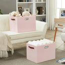 3-Pack Foldable Fabric Storage Bins with Durable PU & Metal Handles, Collapsible Storage Baskets for Shelves, Home Storage, Closet Organizers, Living Room(17"x11.8"x11.8", Pink) by CozyNest Decor