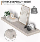 Floating Shelves - 10.3 Inch Deep Wall Shelf for Decor & Storage - Wall Mounted Display Shelving with Invisible Heavy-Duty Metal Bracket - 36" W x 10.3" D x 1.8" H - Set of 1 - Rustic Grey by CozyNest Decor