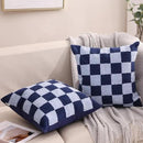 Alysheer Checkered Embroidered Decorative Throw Pillow Covers 18"x 18" Set of 2, Classic Chic Navy Blue Plaid Tufted Patterned Cotton Canvas Cushion Case for Sofa Couch Bed Living Room by CozyNest Decor