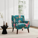 UIXE Floral Accent Chair, Modern Upholstered Armchair in Fabric for Living Room, Comfy Club Arm Chairs Single Sofa Button Tufted Bedroom Reading Seat - Pattern Blue, Set of 1 by CozyNest Decor