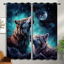 Wolf Blackout Curtains for Boys Girl Bedroom Decor,Starry Sky Howling Wolf Under The Full Moon Thermal Insulated Grommet Drapes Darkening Window Curtain for Living Room Home 42x45 inch by TinyTreasures Baby Boutique
