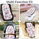 Pea Pod Infant Car Seat Insert with 3 Strap Covers, 3 in 1 Reversible Floral Baby Car Seat Head Support for Newborn, 3D Soft Minky Carseat Cushion for Preemie to Infant, Stroller, Swing, Bouncer by TinyTreasures Baby Boutique