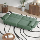 89” Futon Sofa Bed, Comfy Futon Couch Bed with 2 Square Pillows, Convertible Sleeper Sofa with Adjustable Backrest& Armrests, Modern Loveseat Sleeper for Living Room, Bedroom,Light Green by CozyNest Decor