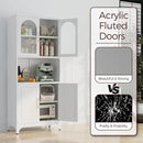 75" Tall Kitchen Pantry Cabinet, Metal Storage Cabinets with Acrylic Doors and Adjustable Shelves, Hutch Cabinet with Storage, White Microwave Stand Cabinets for Dining Living Room by CozyNest Decor