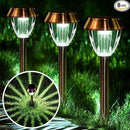 Solar Pathway Lights Outdoor Waterproof, 6 Pack Solar Outdoor Lights Bright Up to 12 Hrs, Garden Light LED Landscape Lighting Copper Stainless Steel Walkway Light, Warm White by GreenHaven Gardens