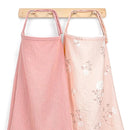 2 Pack Muslin Cotton Nursing Cover for Breastfeeding, Privacy Breathable Breastfeeding Cover Cover up with Arch Neckline for Mom, 100% Cotton Nursing Apron, Floral and Pink by TinyTreasures Baby Boutique