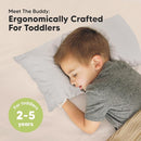 Toddler Pillow with Pillowcase - 10x18 My Little Dreamy Kids Travel Bed Pillows for Sleeping, Organic Cotton Small Pillowcase, Soft & Breathable, Machine Washable, Toddlers 2-5 years old (French Gray) by TinyTreasures Baby Boutique