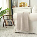 Longhui bedding Chunky Cable Knit Throw Blanket Lightweight Beige 100% Organic Cotton Blanket for Sofa Couch Bed Baby Nursery, Rustic Shabby Chic Modern Farmhouse, 51” x 63” Give Laundering Bag by CozyNest Decor