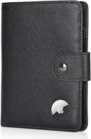 Polare Luxury RFID Blocking Leather Passport Holder Travel Wallet For Men and Women (Black with AirTag Slot(Snap Version)) by TinyTreasures Baby Boutique