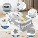 Collapsible Baby Bathtub,Baby Bath Tub with Thermometer & Soft Cushion,Baby Bathtub for Newborn to Toddler 0-36 Months,Portable Travel Baby Tub with No-Slip Feet,Baby Shower Gifts,Grey by TinyTreasures Baby Boutique