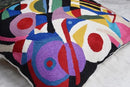 Kandinsky Impulse Modern Decorative Pillow Cover Black Abstract Toss Pillowcase Farmhouse Chair Cushion Contemporary Pillow Mid-Century Chair Cushions Hand Embroidered Pillow Wool Size 18x18 by CozyNest Decor