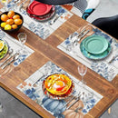 Autumn Placemats Blue Pumpkin Fall Place Mat Eucalyptus Leaves Floral Wood Grain Table Mats Thanksgiving Harvest Linen Placemat Party Kitchen Dining Decoration 12x18 Inch Set of 4 by CozyNest Decor
