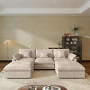 JACH U Shaped Sectional Couches, Cloud Sectional Couch with Deep Seat, 119" Down Filled Modular Sofa with Chaise, Covers Removeable & Washable, Sofas Furniture for Living Room, Khaki by CozyNest Decor