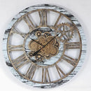 The Gears Clock 36'' Inch Real Moving Gear Wall Clock Vintage Industrial Oversized Rustic Farmhouse (Vintage Grey and White) by CozyNest Decor