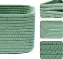 Small Storage Baskets for Organizing | Closet Organizer Bins | Shelf Toy Basket | Woven Rope Baskets | Cube Decorative Box | Shallow Basket | 13x8.5x5.1” | 4 Packs Green by CozyNest Decor