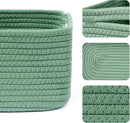 Small Storage Baskets for Organizing | Closet Organizer Bins | Shelf Toy Basket | Woven Rope Baskets | Cube Decorative Box | Shallow Basket | 13x8.5x5.1” | 4 Packs Green by TinyTreasures Baby Boutique