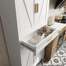 71 "Farmhouse Metal Filing Cabinet with a Drawer and 4 Adjustable Shelves, with 4 Large barn Door White Kitchen Cabinets, Metal Food Cabinets for Home, Kitchen, Dining/Living Room (White) by CozyNest Decor