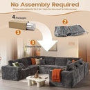Cloud Sectional Couches for Living Room,U Shaped Modular Sofas No Assembly,135x107 Inches Plush Corduroy Oversized Floor Couch Set with Deep Seat Chaise,Grey by CozyNest Decor