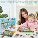 Wooden Animals Puzzles for Kids Age 3 4 5 Year Old, 4 Pack 24 Pcs Montessori Toddler Jigsaw Puzzles for Girl boy Activities Preschool Learning Educational Birthday Gift Travel Autistic Wooden Toys by TinyTreasures Baby Boutique