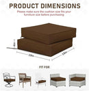Patio Chair Cushions 19 X 19 X 4 Inch Waterproof Outdoor Seat Cushions for Patio Furniture, Outdoor Sofa Couch Pads with Ties & Handle, Set of 2, Chocolate by GreenHaven Gardens