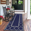 GENIMO 2.5 ' x 8 ' Outdoor Rug for Porch Patio Clearance, Waterproof Indoor Outdoor Plastic Straw Rugs Carpet, Reversible Outside Area Rv Mat for Camping, Balcony, Deck, Picnic, Beach (Blue & Gray) by CozyNest Decor